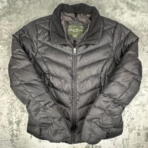 Eddie Bauer Black EB550 Premium Goose Down Puffer Jacket Size Medium